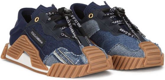 Dolce & Gabbana Kids NS1 patchwork-denim sneakers Blue