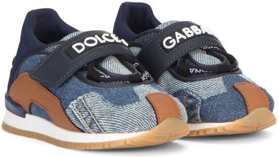 Dolce & Gabbana Kids NS1 patchwork-denim sneakers Blue