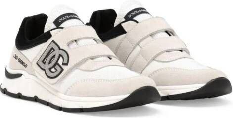 Dolce & Gabbana Kids DG-appliqué touch-strap sneakers Neutrals