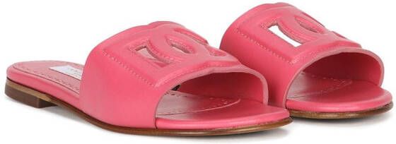 Dolce & Gabbana Kids DG Millenials leather sandals Pink