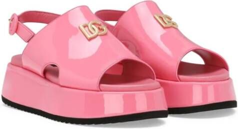 Dolce & Gabbana Kids DG patent-leather sandals Pink
