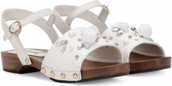Dolce & Gabbana Kids embellished leather sandals White