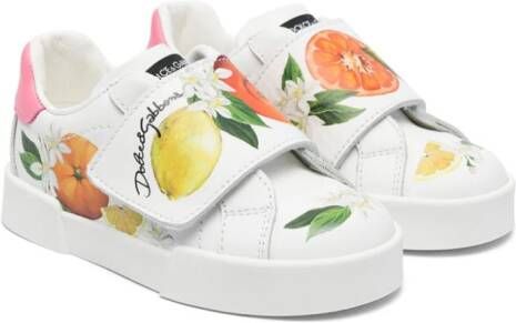 Dolce & Gabbana Kids fruit-print leather sneakers White