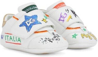 Dolce & Gabbana Kids graffiti-print touch-strap sneakers White