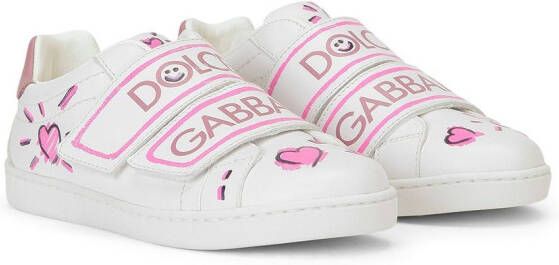 Dolce & Gabbana Kids hand-painted calfskin sneakers White