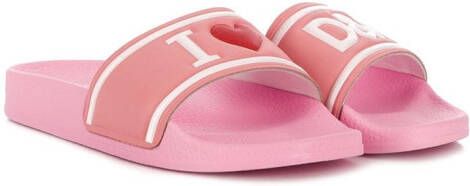 Dolce & Gabbana Kids I love D&G slides Pink
