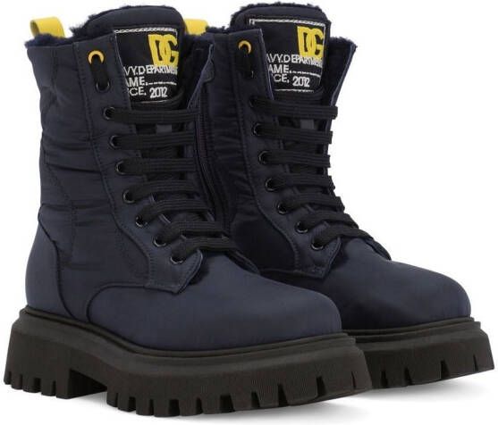 Dolce & Gabbana Kids lace-up cargo ankle boots Blue
