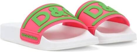 Dolce & Gabbana Kids logo-appliqué slides Pink