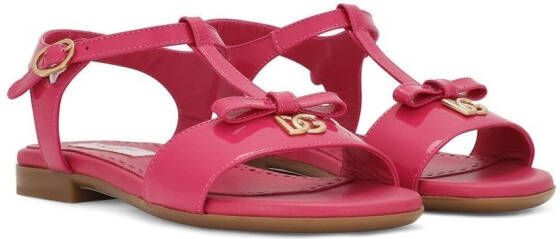 Dolce & Gabbana Kids DG-logo patent leather sandals Pink