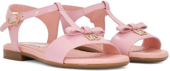 Dolce & Gabbana Kids DG-logo patent leather sandals Pink