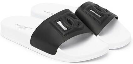 Dolce & Gabbana Kids logo-detail two-tone slides Black