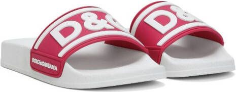 Dolce & Gabbana Kids logo-embossed slip-on slides Red