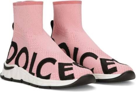 Dolce & Gabbana Kids logo-jacquard sock sneakers Pink