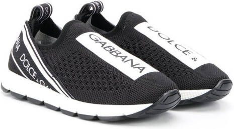Dolce & Gabbana Kids Sorrento logo-tape slip-on sneakers Black