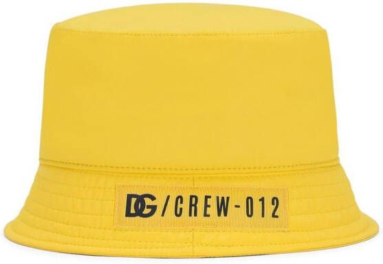 Dolce & Gabbana Kids logo-patch bucket hat Yellow