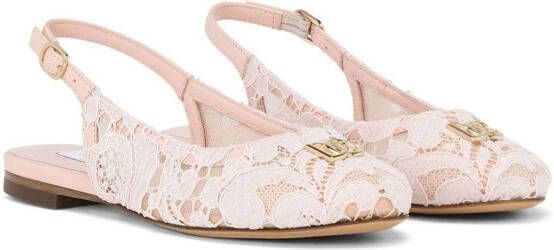 Dolce & Gabbana Kids DG-logo cordonetto-lace slingback sandals Pink