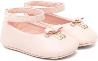 Dolce & Gabbana Kids logo-plaque leather ballerina flats Pink