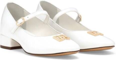 Dolce & Gabbana Kids logo-plaque leather pumps White