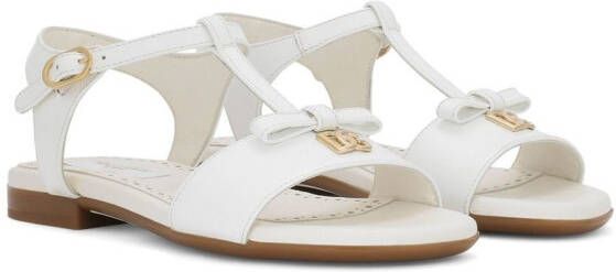 Dolce & Gabbana Kids DG-logo patent leather sandals White