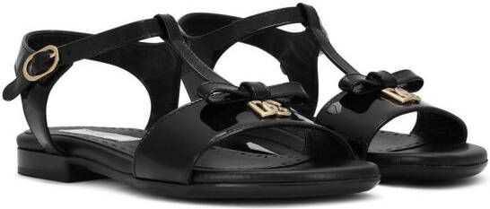 Dolce & Gabbana Kids DG-logo patent leather sandals Black