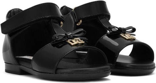 Dolce & Gabbana Kids First Steps patent leather sandals Black