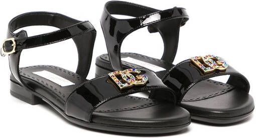 Dolce & Gabbana Kids logo-plaque sandals Black