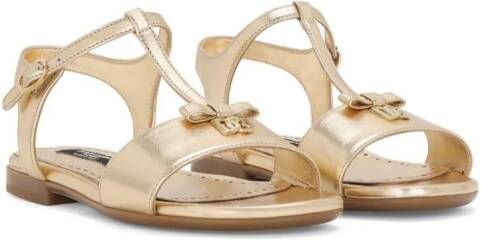 Dolce & Gabbana Kids logo-plaque sandals Gold