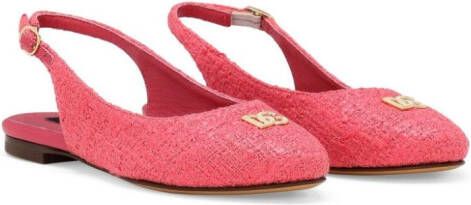 Dolce & Gabbana Kids logo-plaque slingback flats Pink