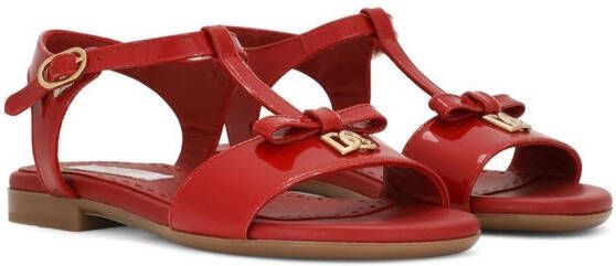 Dolce & Gabbana Kids DG-logo patent leather sandals Red