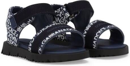 Dolce & Gabbana Kids logo-print leather sandals Blue