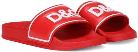 Dolce & Gabbana Kids logo-print leather sandals Red