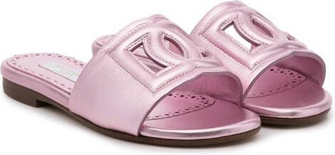 Dolce & Gabbana Kids DG Millenials leather sandals Pink