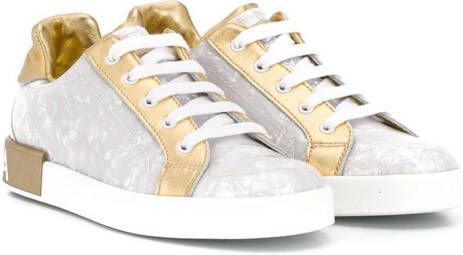 Dolce & Gabbana Kids metallic panelled trainers White