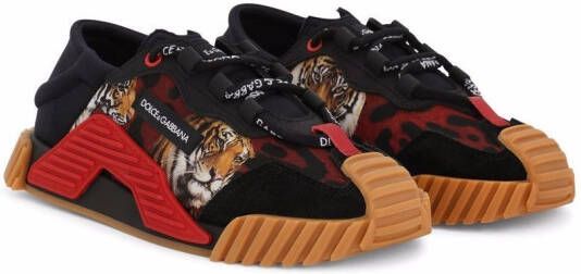 Dolce & Gabbana Kids NS1 tiger-print sneakers Black