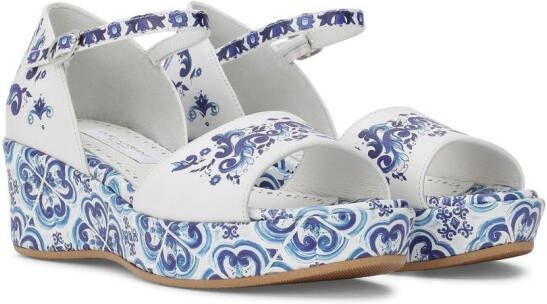 Dolce & Gabbana Kids Majolica-print leather sandals White