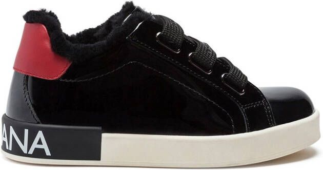 Dolce & Gabbana Kids Portofino patent leather sneakers Black