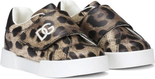 Dolce & Gabbana Kids side logo-patch low-top sneakers Brown