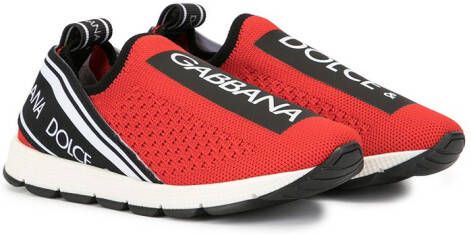 Dolce & Gabbana Kids Sorrento logo-tape slip-on sneakers Red