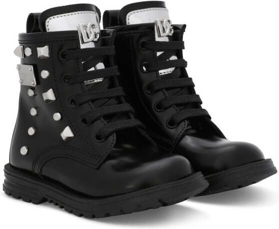 Dolce & Gabbana Kids studded leather ankle boots Black