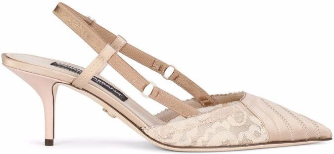 Dolce & Gabbana corset-style satin slingback pumps Neutrals