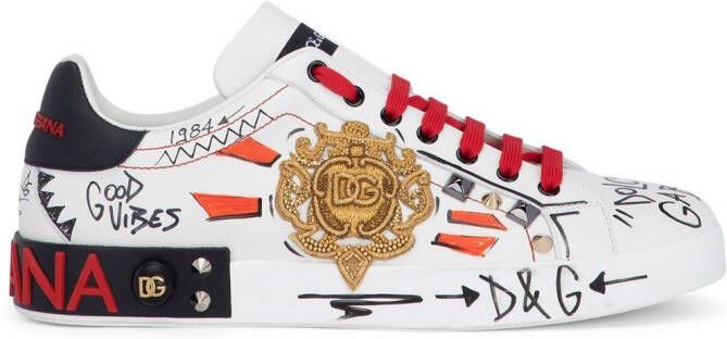 Dolce & Gabbana Portofino studded leather sneakers White