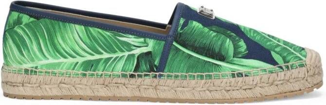 Dolce & Gabbana leaf-print canvas espadrilles Blue
