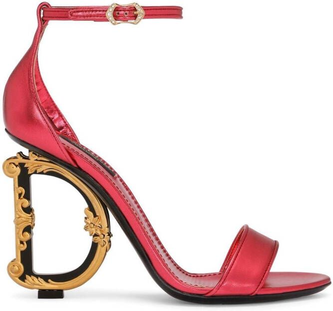 Dolce & Gabbana Baroque DG 105mm leather sandals Red