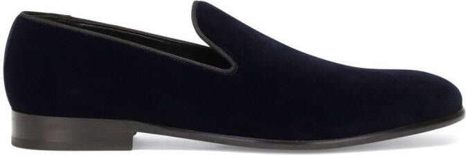 Dolce & Gabbana open-back velvet slippers Blue