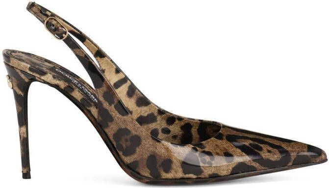 Dolce & Gabbana KIM DOLCE&GABBANA leopard-print slingback pumps Brown