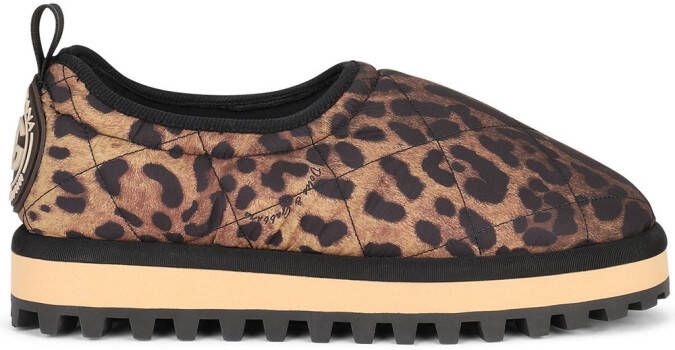 Dolce & Gabbana leopard-print slippers Brown