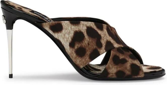 Dolce & Gabbana 85mm Keira leopard-print sandals Brown