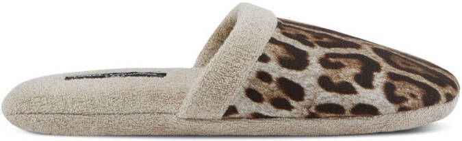 Dolce & Gabbana leopard-print terry slippers Neutrals