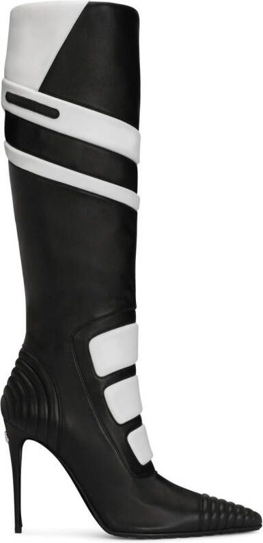 Dolce & Gabbana logo-detail leather knee-length boots Black