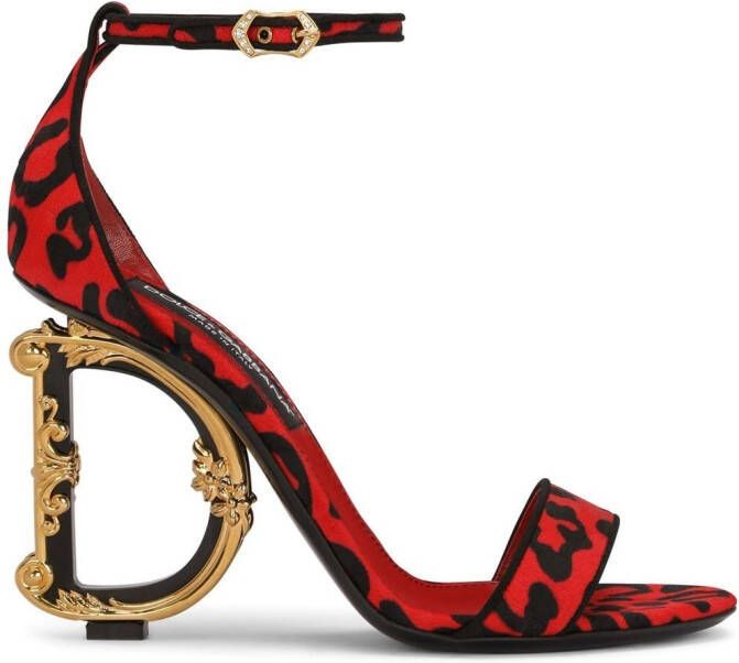 Dolce & Gabbana logo-detail leopard-print sandals Red